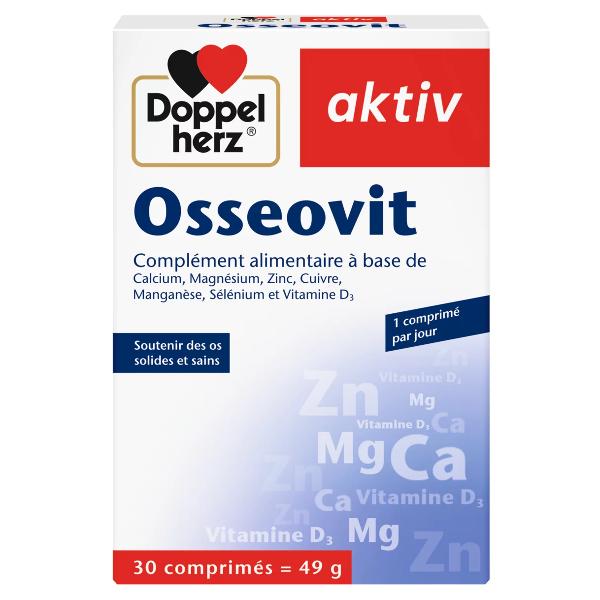 Illustration of the product packaging Doppelherz aktiv Osseovit front view